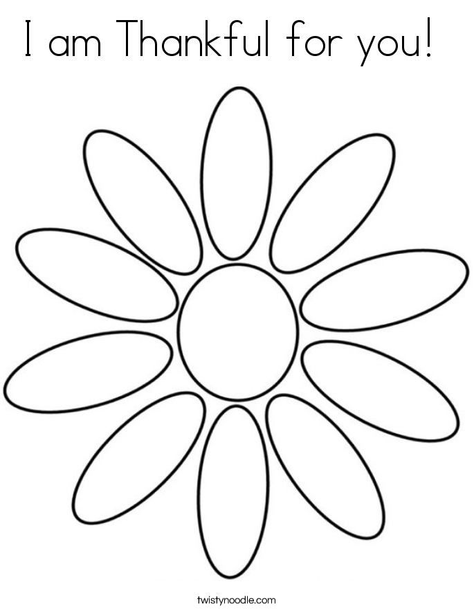 I am Thankful for you!  Coloring Page