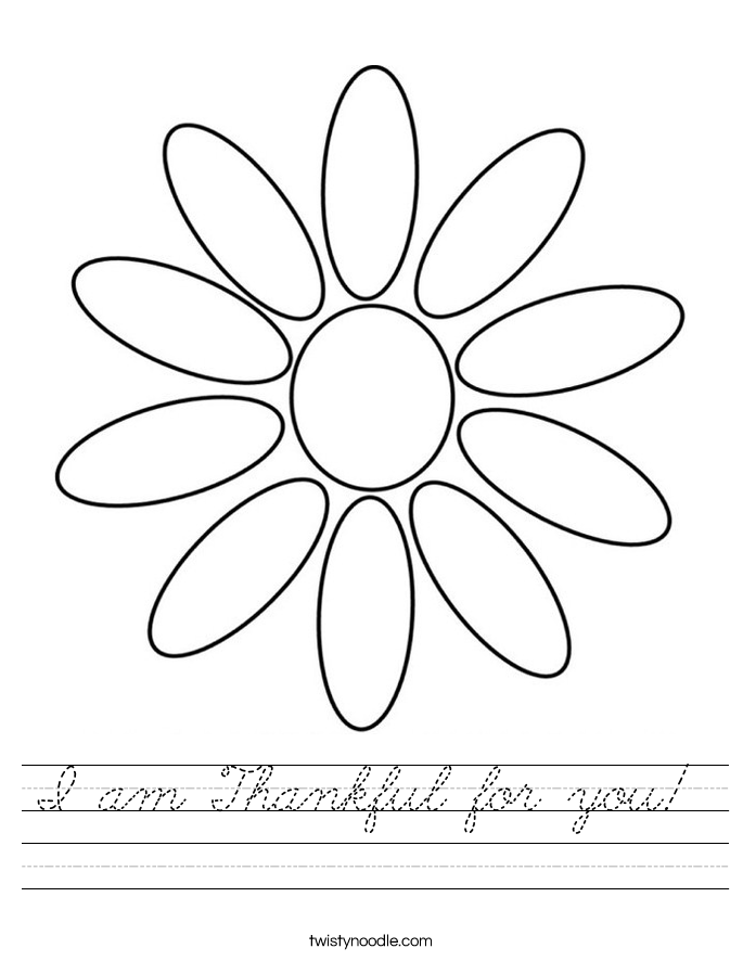 I am Thankful for you!  Worksheet