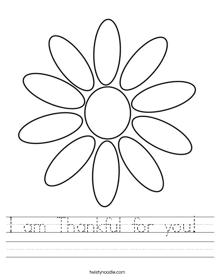 I am Thankful for you!  Worksheet