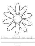 I am Thankful for you!  Worksheet