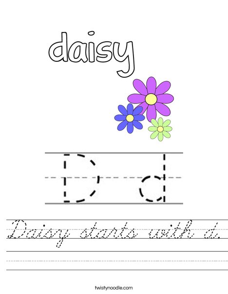 Daisy starts with d. Worksheet