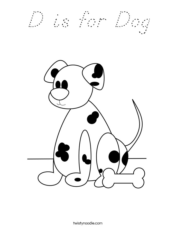 D is for Dog Coloring Page