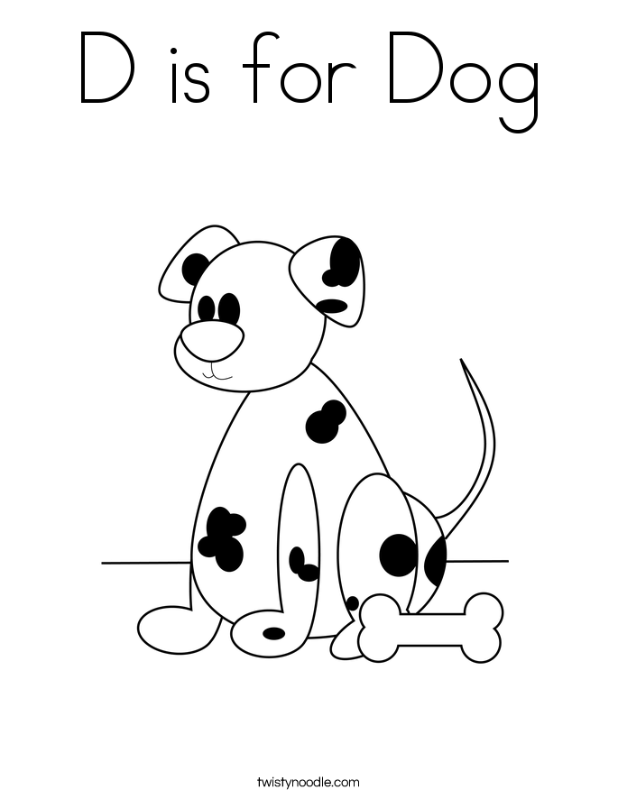 D is for Dog Coloring Page