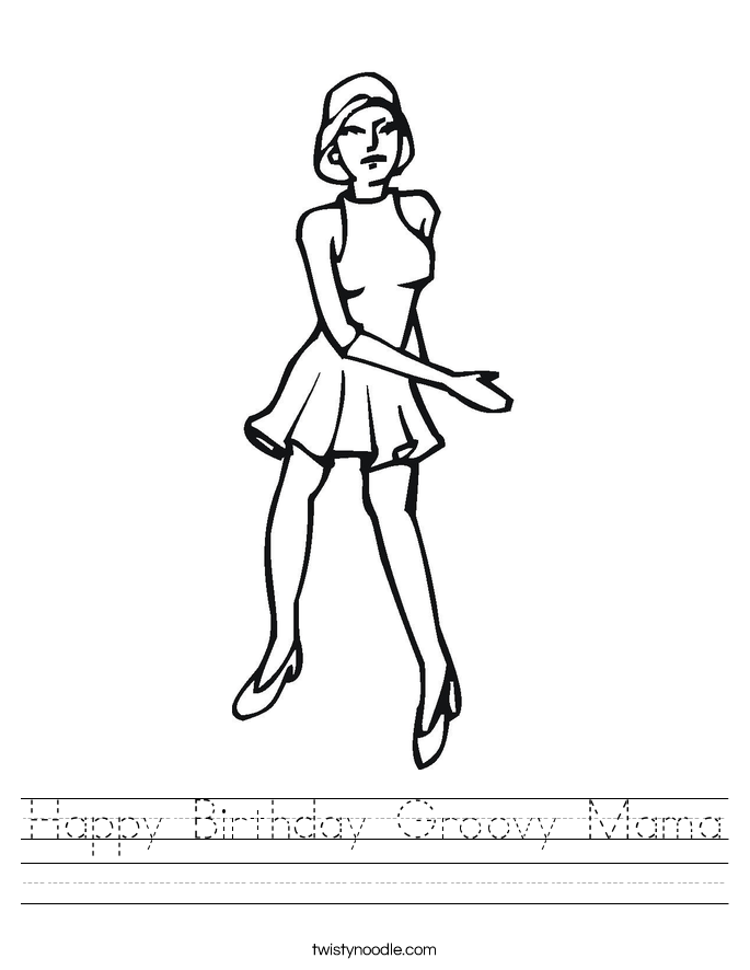 Happy Birthday Groovy Mama Worksheet