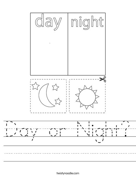 Day or Night Worksheet - Twisty Noodle