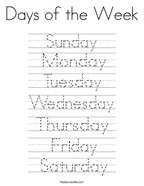 Days of the Week Coloring Page