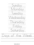 Days of the Week Worksheet
