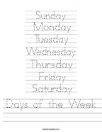 Days of the Week Tracing Book and Worksheets by From the Pond