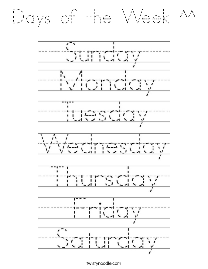 Days of the Week ^^ Coloring Page