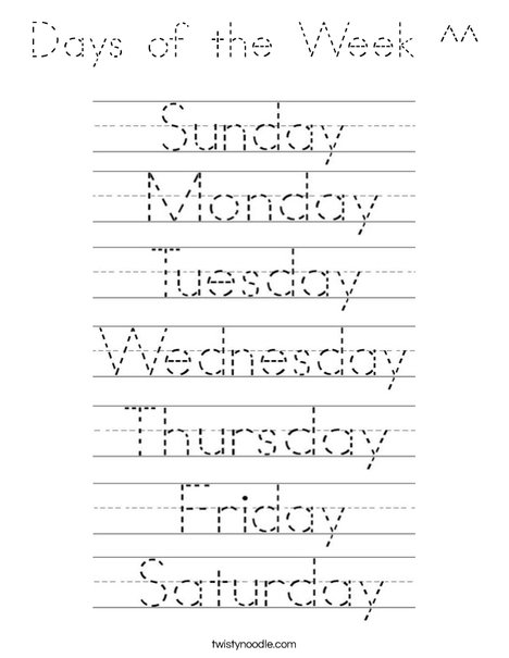 Days of the Week Coloring Page