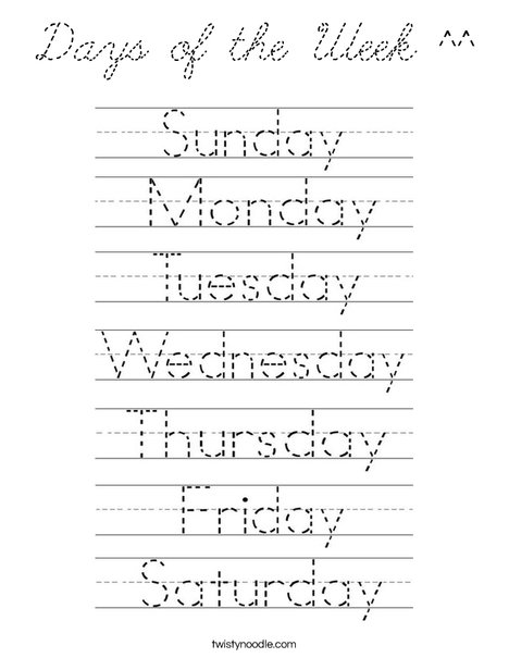 Days of the Week Coloring Page