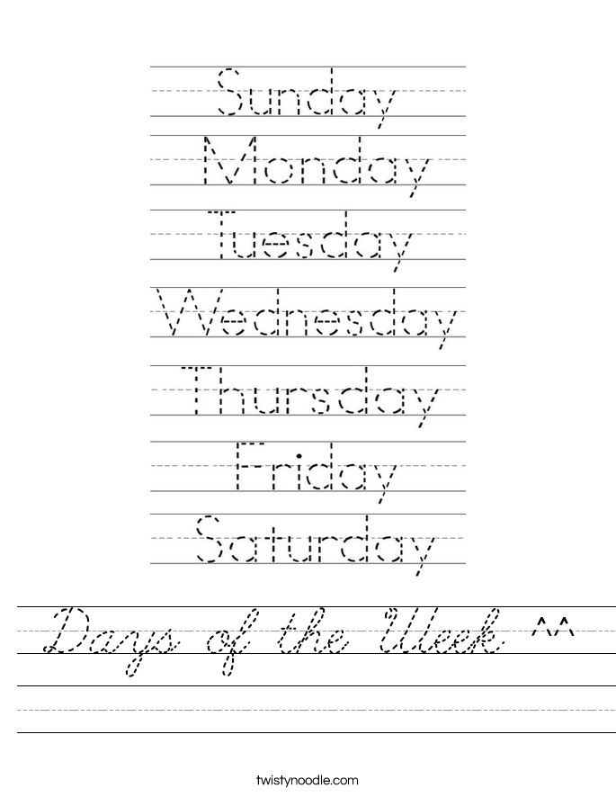 Days of the Week ^^ Worksheet