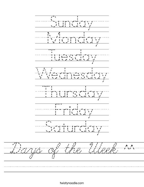 Days of the Week Worksheet