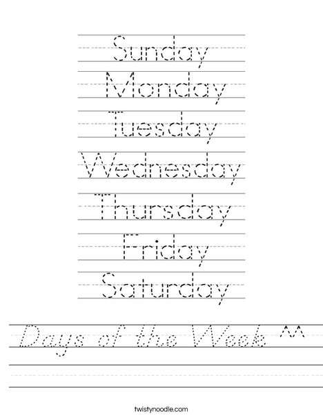Days of the Week Worksheet