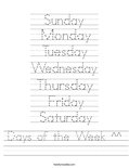 Days of the Week ^^ Worksheet