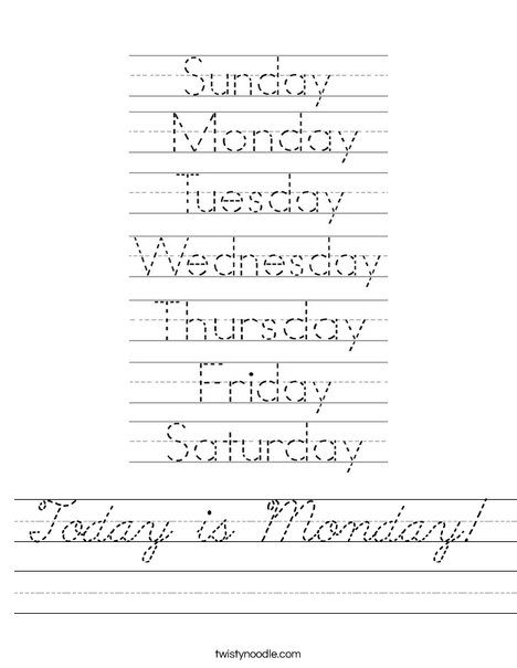 Days of the Week Worksheet