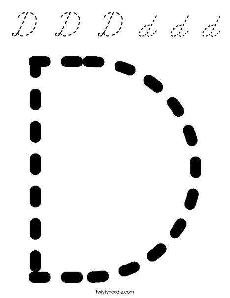Tracing Letter D Coloring Page