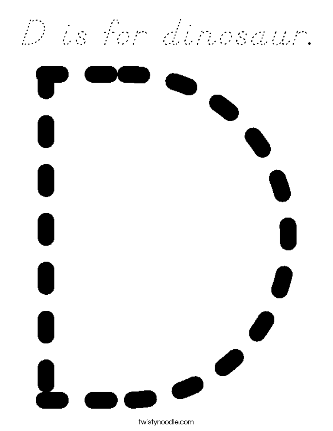 D is for dinosaur. Coloring Page