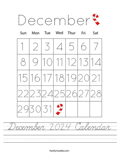 December 2024 Calendar Worksheet