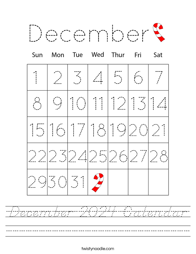 December 2024 Calendar Worksheet