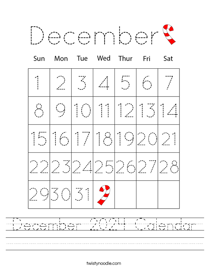 December 2024 Calendar Worksheet