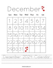 December 2024 Calendar Handwriting Sheet