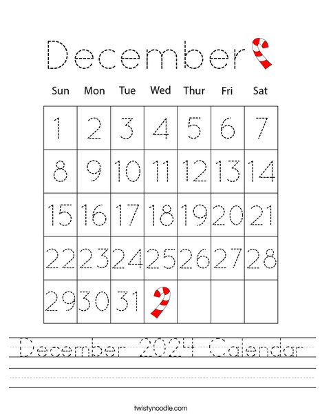 December 2024 Calendar Worksheet