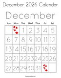 December 2026 Calendar Coloring Page