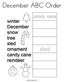 December ABC Order Coloring Page