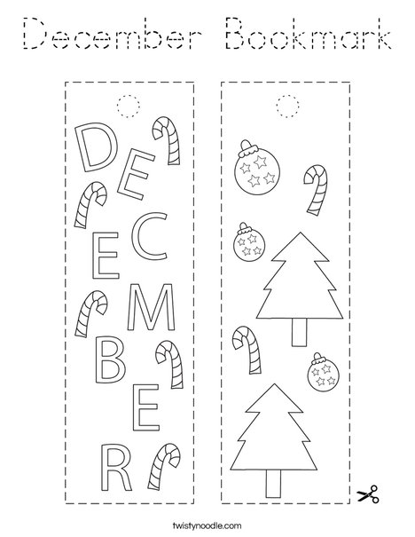 December Bookmark Coloring Page