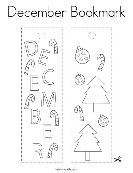 December Bookmark Coloring Page