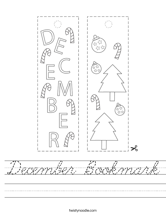 December Bookmark Worksheet