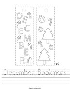 December Bookmark Handwriting Sheet