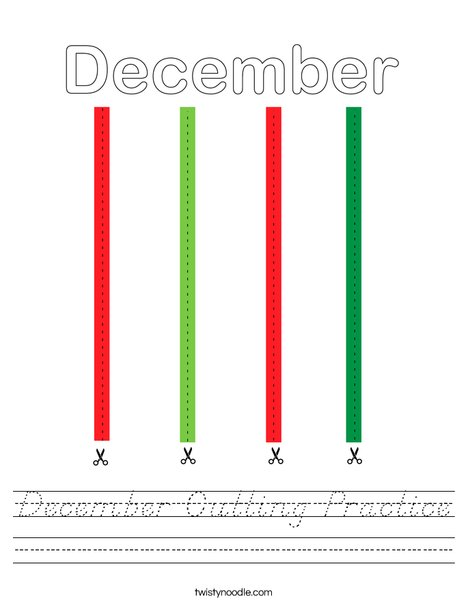 December Cutting Practice Worksheet