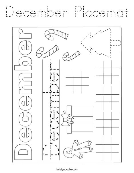 December Placeamat Coloring Page