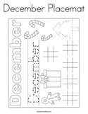 December Placemat Coloring Page