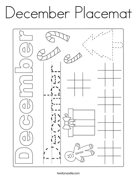 December Placeamat Coloring Page