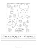December Puzzle Handwriting Sheet