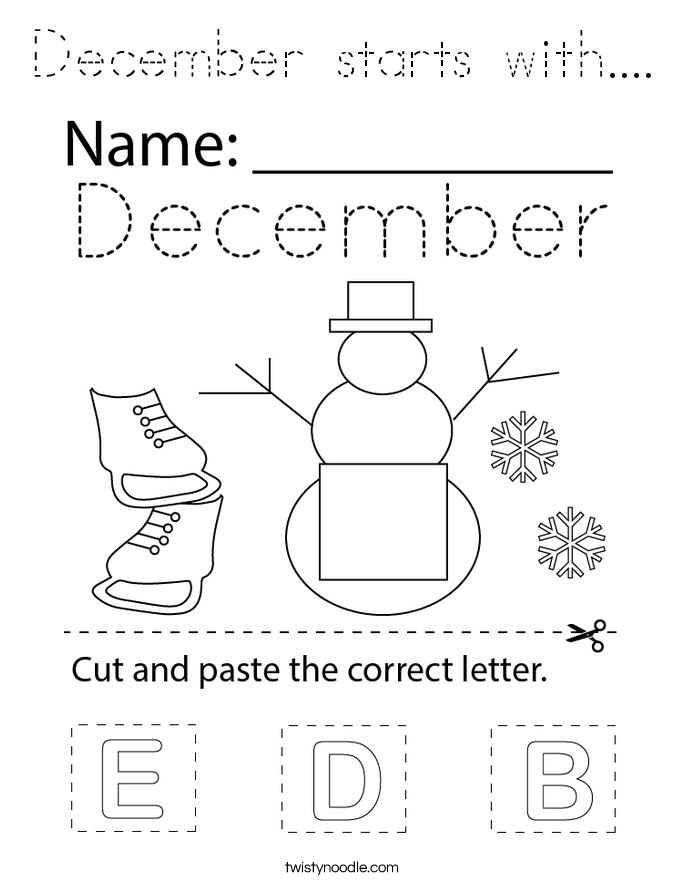 December starts with.... Coloring Page