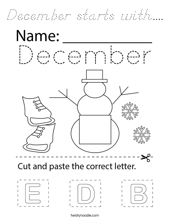December starts with.... Coloring Page