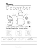 December starts with.... Worksheet
