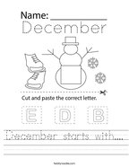 December starts with Handwriting Sheet