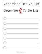 December To-Do List Coloring Page