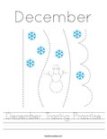 December Tracing Practice Worksheet