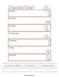 December Weekly Calendar Worksheet