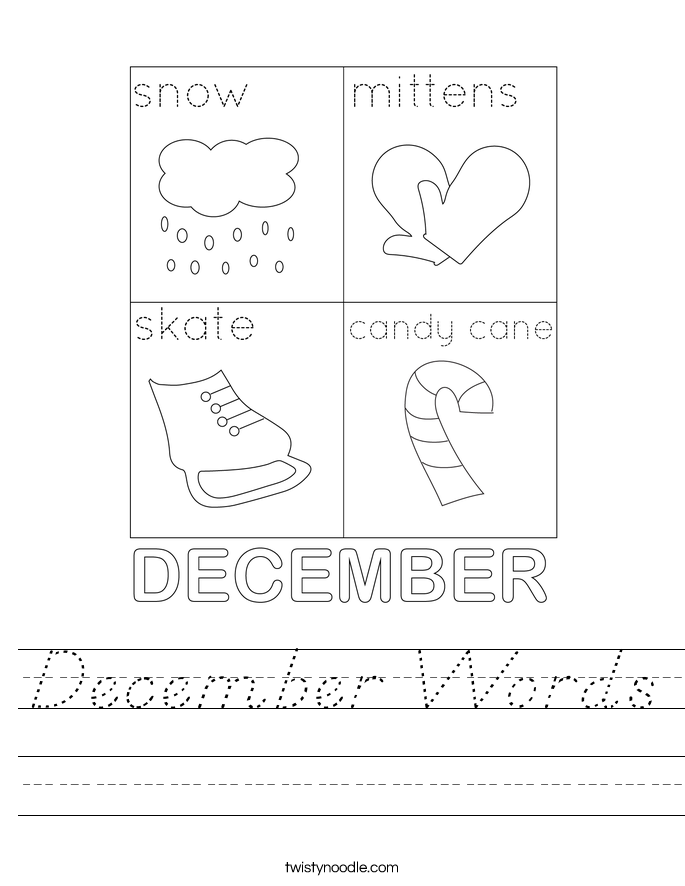 December Words Worksheet