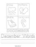 December Words Worksheet