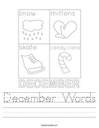 December Words Handwriting Sheet