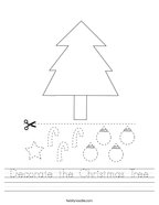 Decorate the Christmas Tree Handwriting Sheet