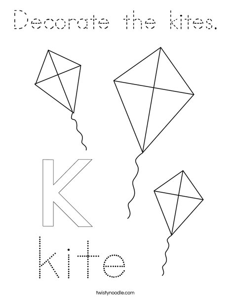 Decorate the kites. Coloring Page
